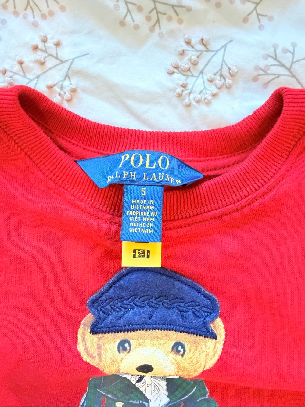 Polo by Ralph Lauren Red Kids Sweatshirt with Polo Bear Graphic - Picture 3 of 7